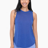 Sheer Striped Mesh Active Tank with OpenBack