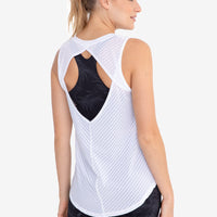 Sheer Striped Mesh Active Tank with OpenBack