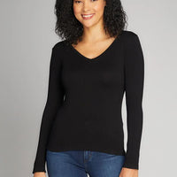 C'est Moi Seamless Rib V Neck Top