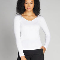 C'est Moi Seamless Rib V Neck Top