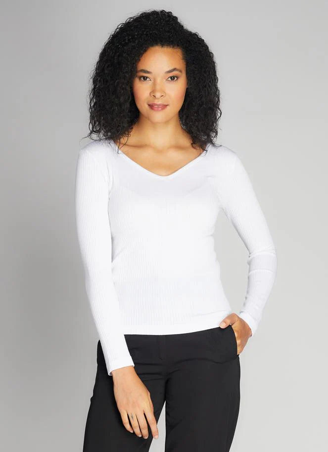 C'est Moi Seamless Rib V Neck Top