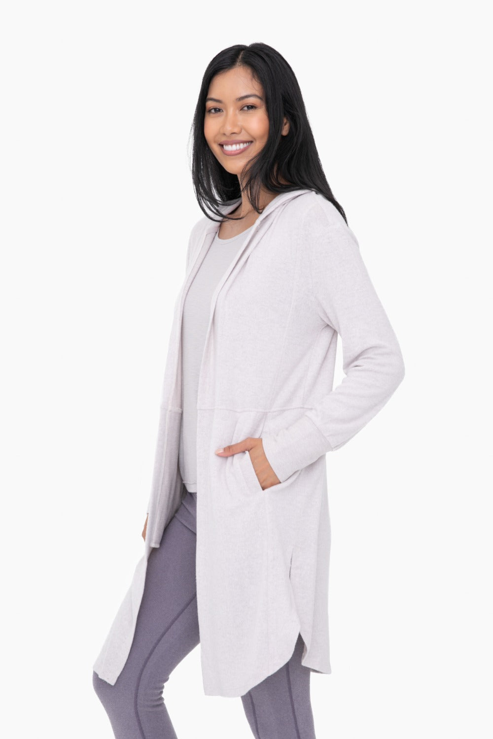 Open Front Long Cardigan with Pockets