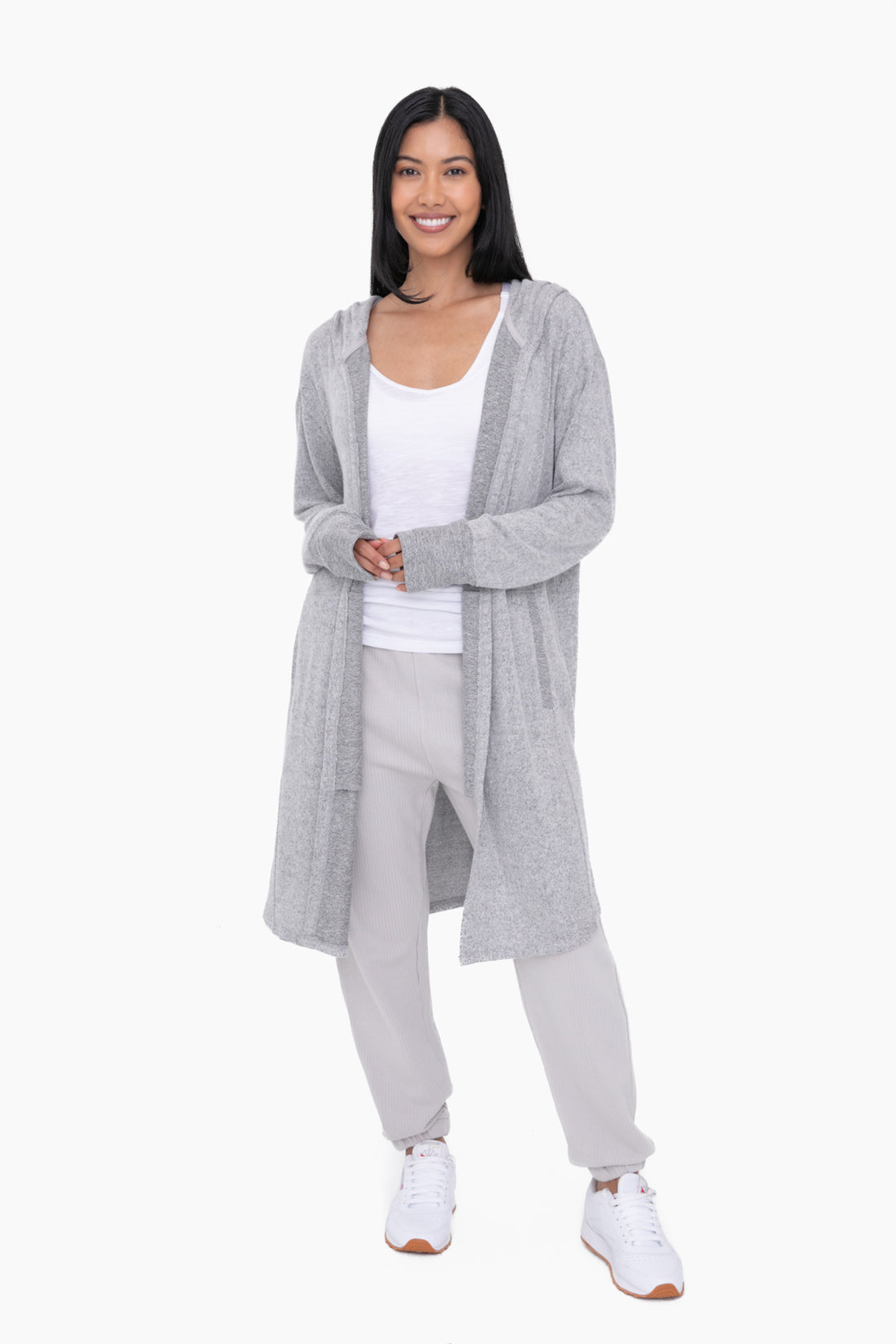 Open Front Long Cardigan with Pockets