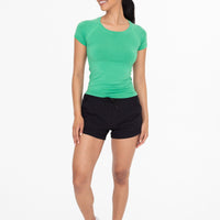 Lined Track Shorts with Curved Hem