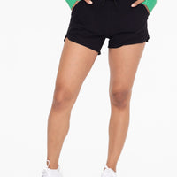 Lined Track Shorts with Curved Hem