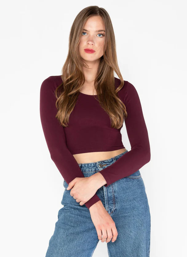 C'est Moi Bamboo Crop Long Sleeve