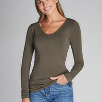 C'est Moi Bamboo V Neck Long Sleeve