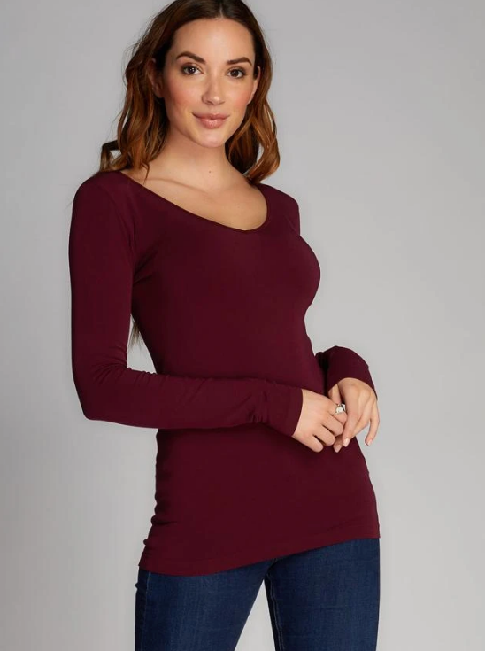 C'est Moi Bamboo V Neck Long Sleeve