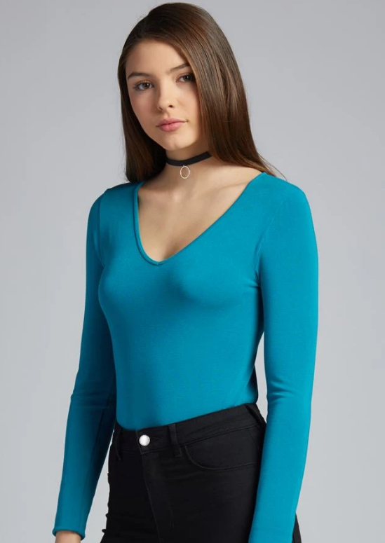 C'est Moi Bamboo V Neck Long Sleeve