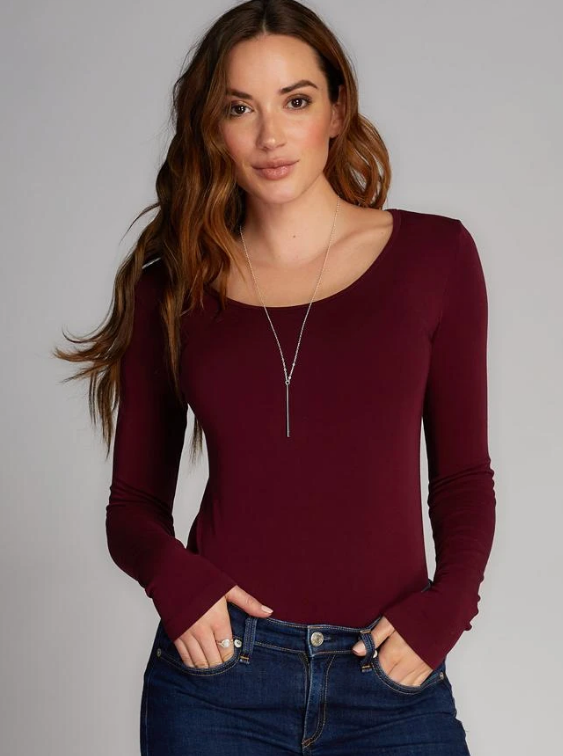 C'est Moi Bamboo Long Sleeve Scoop Neck