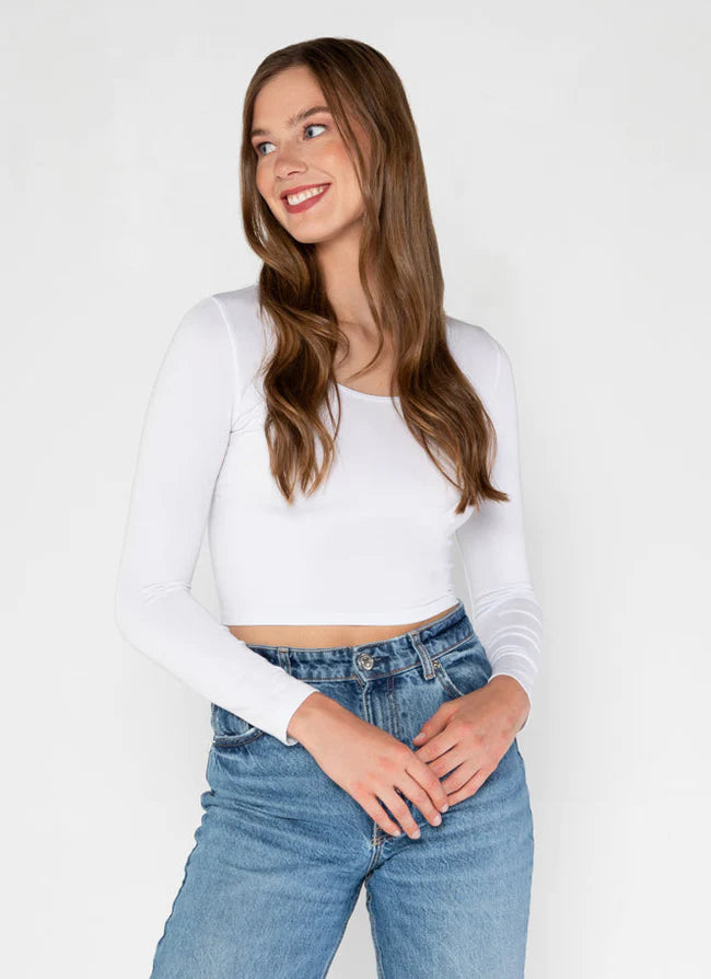 C'est Moi Bamboo Crop Long Sleeve